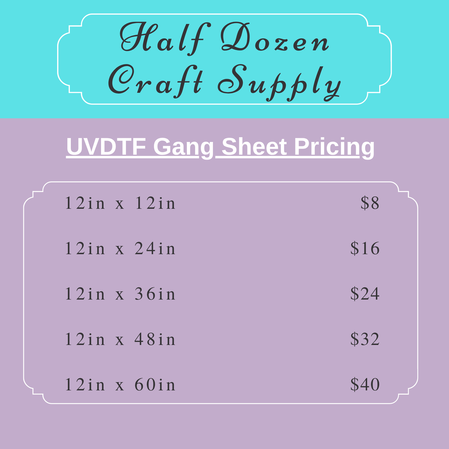 Custom UVDTF Gang Sheet